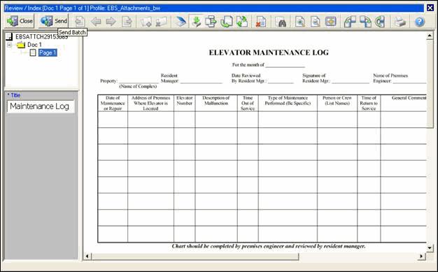 Figure 1 Review/Index screen in Oracle Distributed Document Capture 5. In the Review/Index screen, review, edit, and index the document.
