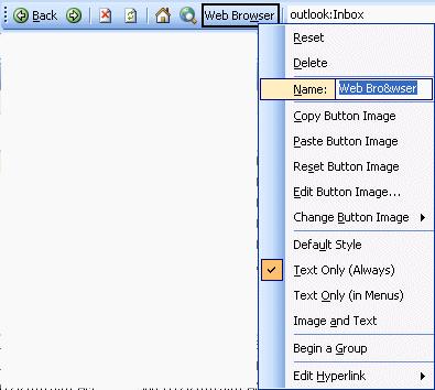 Getting Started Customize the Web Browser button To customize the Web Browser button in Outlook: 1.