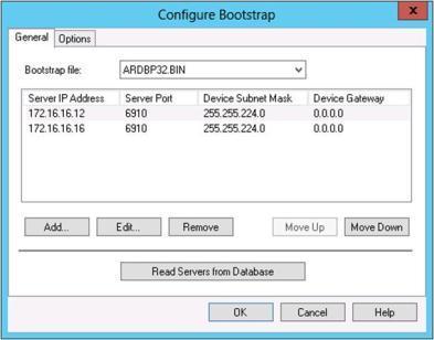 Figure 15. Configure Bootstrap dialog box 3. Update the bootstrap image to reflect the IP addresses used for all PVS servers that provide streaming services in a round-robin fashion.