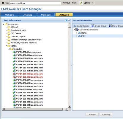 The Avamar Client Manager window reappears with the activated clients listed, as shown in Figure 41.