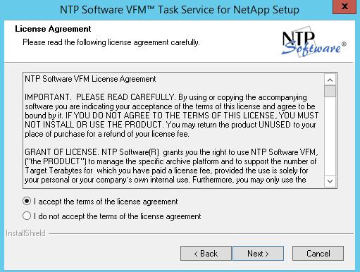 4. In the License Agreement dialog box, read the end-user license agreement.