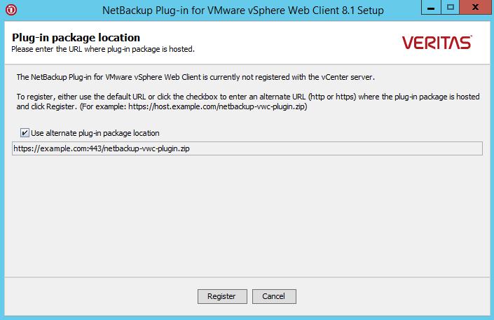 Installing the vsphere Web Client plug-in from a NetBackup media server and plug-in package host Installing the plug-in from a NetBackup media server and plug-in package host (web server) 108 6
