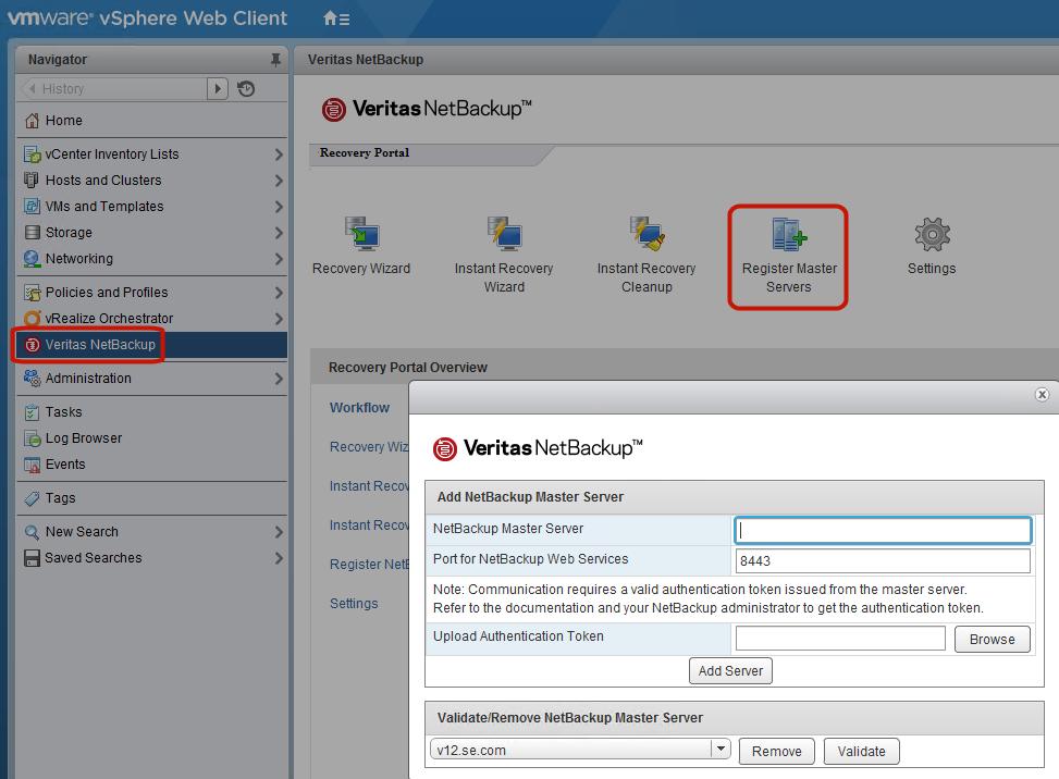 Installing the NetBackup plug-in for vsphere Web Client Configuration overview for the NetBackup Recovery and Instant Recovery