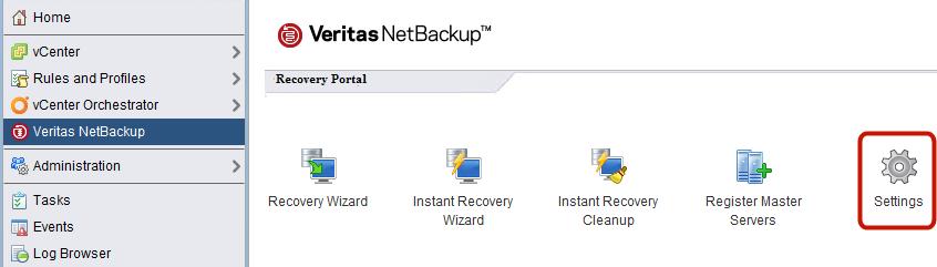 Restoring virtual machines Configuring settings for the virtual machine recovery 58 To configure the settings for the NetBackup plug-in for vsphere Web Client 1 In the
