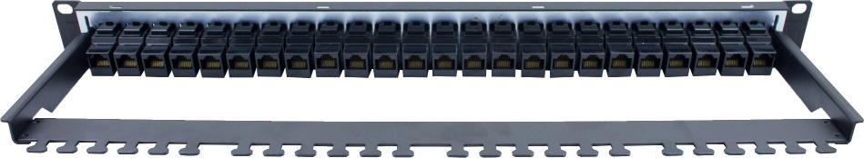 Through Coupler Panel High density, 24 ports in 1u Enhanced Category 5 system performance Custom logo service available 2020 series version also available RJ45 to RJ45 connection Connectix Through