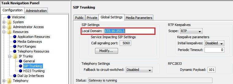 In our LAB example, the trunk description is ESBC and the Proxy IP address is 17