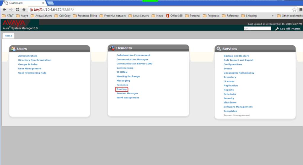Avaya Session Manager Screenshots in this section are taken from the web interface for Session