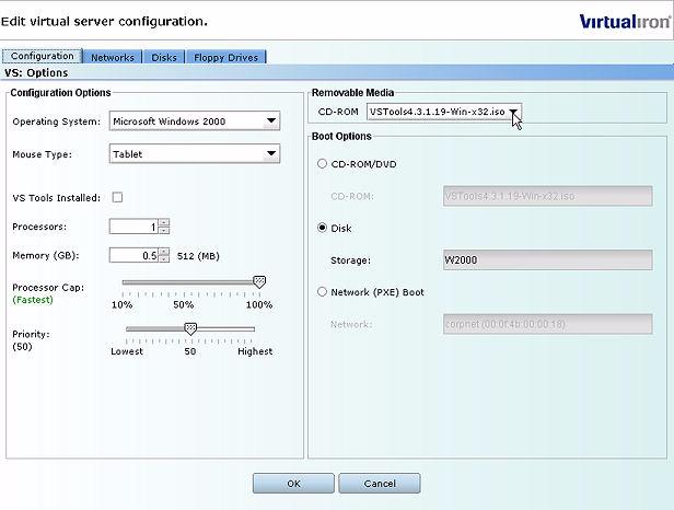 3. In the Edit Virtual Server Configuration window, select the latest VSTools.