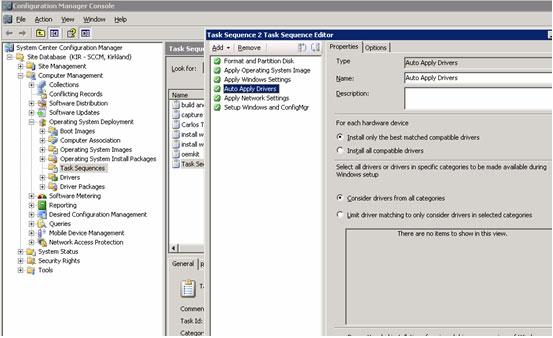 Figure 35. Task Sequence Editor: Auto Apply Drivers 4.