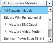 See Importing drivers on page 61. You can filter the list of drivers to display thosedrivers that are compatible with the devices found for the selected computer model.