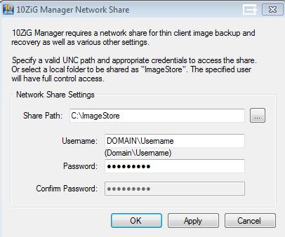 14 of 70 12/4/2012 12:18 PM 3. In the Share Path field, the default will be the local file path C:\ImageStore or click the browse button to choose the folder to share.