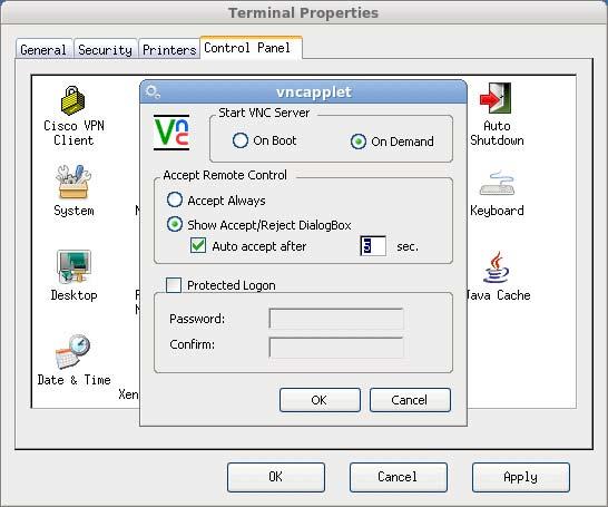 38 of 70 12/4/2012 12:18 PM 2.3.4 - Windows CE Options for Windows CE thin clients are ADD SCHEDULED TASK, SYSTEM (reboot and Shutdown), and VNC.