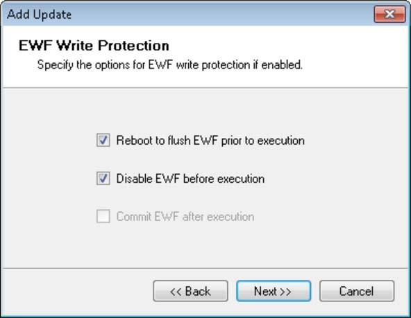 65 of 70 12/4/2012 12:18 PM Keep in mind that if the thin client has been running for a while and the Disable EWF before execution is selected, the thin client will commit