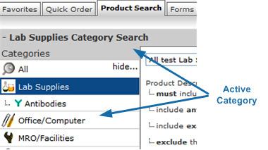 SciQuest recommends performing category-specific searches as a first step, then moving to the All Category Search if the item is not found.