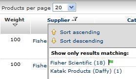o o o The suppliers are listed in alphabetical order with the number of items matching the search criteria shown in parenthesis on the right side of the supplier name Preferred suppliers are