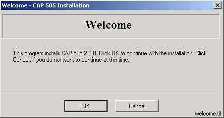 CAP 505 Relay Product Engineering Tools 1MRS751901-MEN 3. Installation Fig. 3.3.2.1.-1 The Welcome dialog Click OK to continue with the installation.