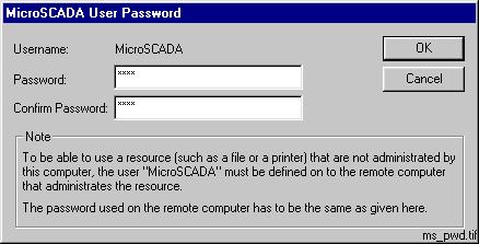 MicroSCADA user account If you are prompted for the MicroSCADA user password, you will see the dialog shown in Figure 3.3.2.10.-1. The installation does not continue until you have closed this dialog.