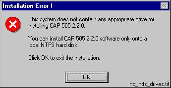 Insufficient disk space Provided that the selected destination drive does not contain sufficient free disk space, the installation displays the dialog shown in Figure 5.7.