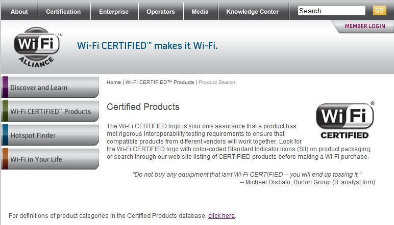 that the product will work out of the box with Wi-Fi CERTIFIED equipment from any other vendor.