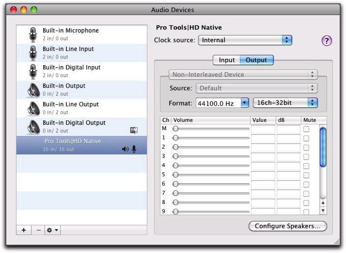 Apple Audio MIDI Setup To configure the Apple Audio MIDI Setup: 1 Launch Audio MIDI Setup (located in Home/Applications/Utilities). 2 In the Audio Devices window, click the Input tab.