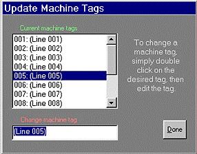 If a line on the Tracker should malfunction, the line to the machine can be switched to another position on the Tracker interface circuit board, and the machine tag can be changed to the new line.