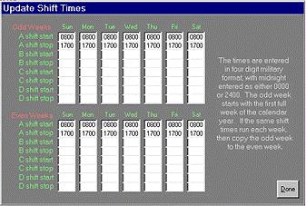 Update Shift Times The shift times indicate the week to week times that your plant is in operation.