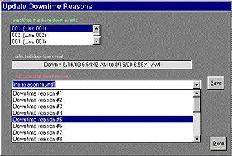 The predefined downtime reasons are stored in a file named DowntimeReasons.txt in the host directory.