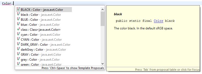Use Color attributes: Help-while-you-type To find out what colors are available, just type Color followed by a dot (.