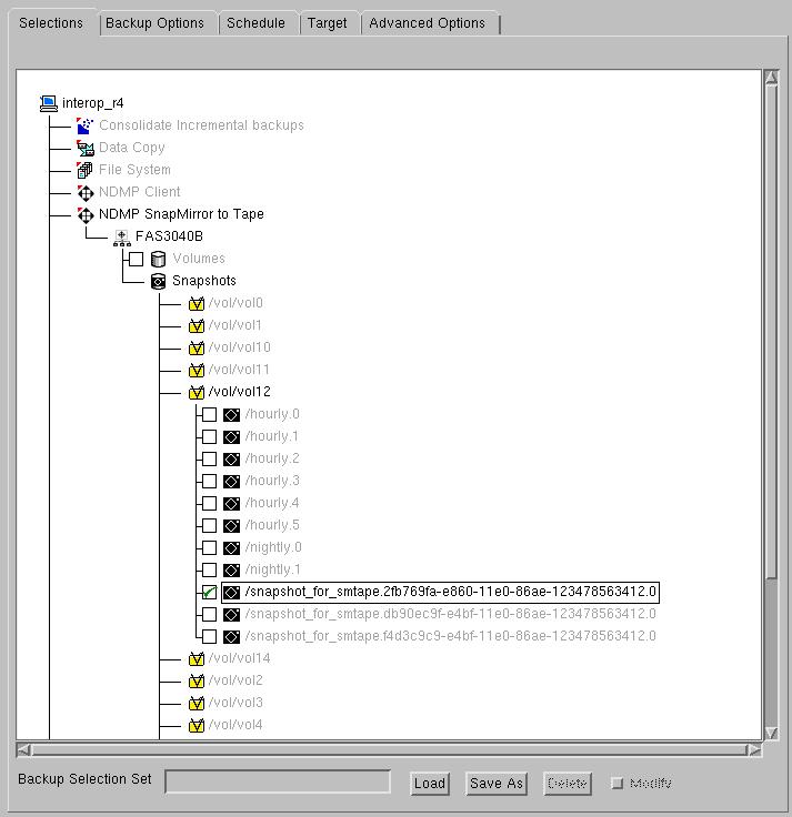 18 Chapter 4 Backing up Data with Plug-in for SM2T Figure 4-1: Selections tab on NVBU Backup window 4. In the list of added SM2T Servers, open the target filer. 5.