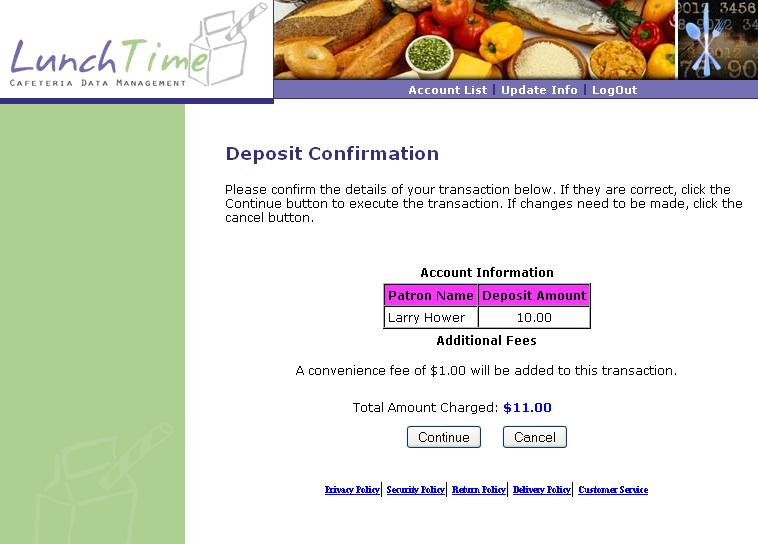 On the Deposit Confirmation Page, you will see the details of your transaction.
