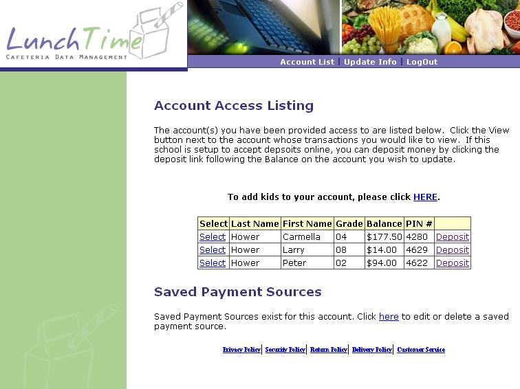 Modifying a Saved ACH Account When you have saved a payment source, the Saved Payment Sources section will