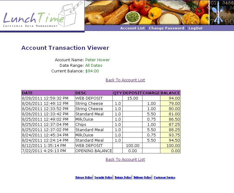 The Account Transaction Viewer Page will show you all of the transactions
