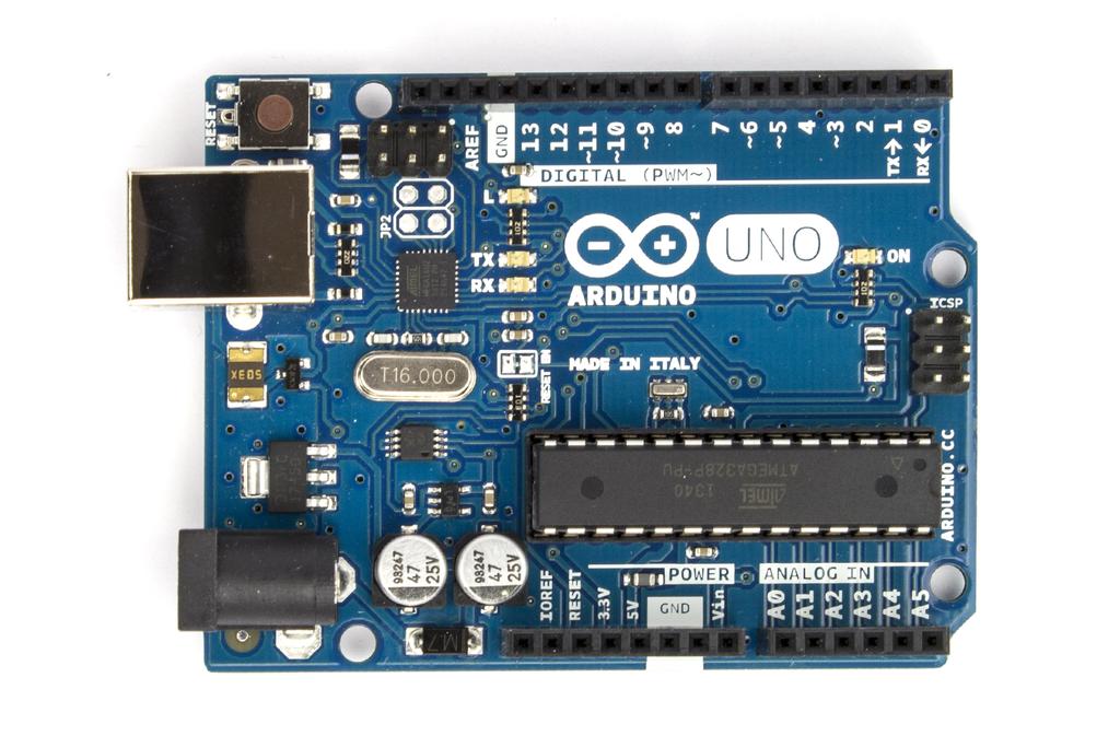 Arduino Uno reset I/O connectors blinky LEDs oscillator crystal USB