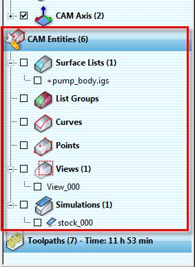 3 Workzones Creating a New Workzone in the CAM Mode CAM Entities In the last section, the Toolpaths section, you are able to create and edit toolpaths.