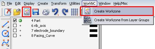 3 Workzones Creating a Workzone in the CAD Mode CAD Mode: Create Workzone The Create a Workzone dialog box is displayed: Create a Workzone Dialog Box: from CAD File 2.