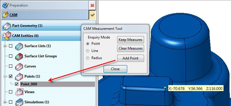 Click on the Add Point button to add the point to the Points section of the Workzone Manager.