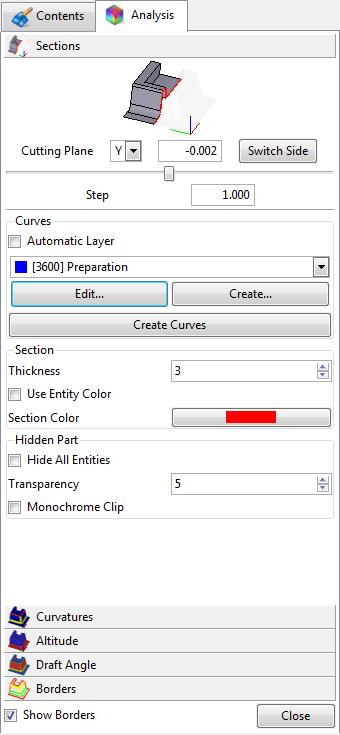 1 Dynamic Sectioning Click on Sections in the Analysis tab to activate the function.