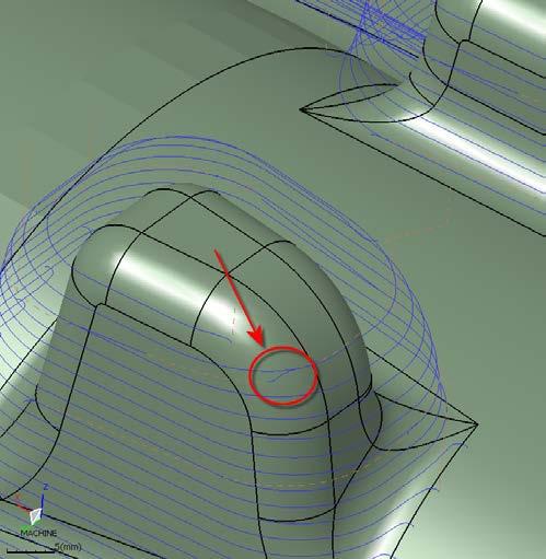 7 3-Axis Finishing Toolpaths Z-Level Finishing When you activate the Ramp option, you can force the tool to follow an S-shape path when moving laterally from one level above the other: S-shape