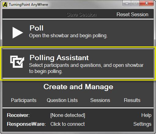 Using Polling Assistant to Ask Questions 1. Plug in Receiver. 2. Plug in thumb drive or navigate to network drive. 3.