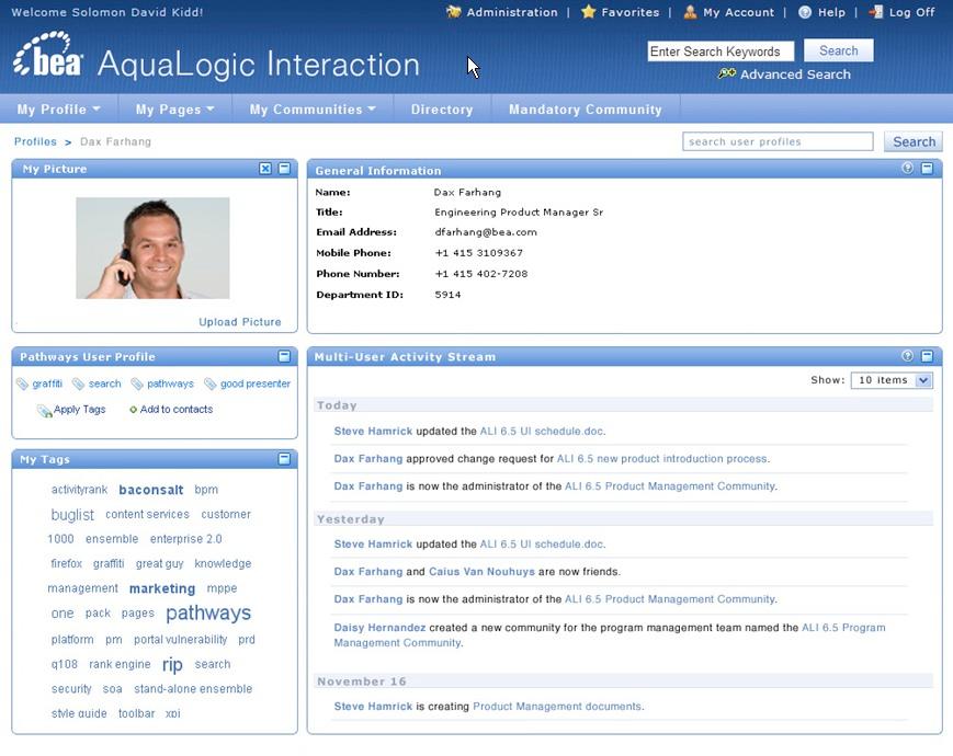Social Interaction Framework Employee Profile Pages