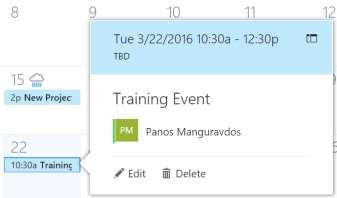 Figure 34 Meeting Callout Box To cancel a meeting: 1. On the calendar, click the meeting that you want to cancel. 2.
