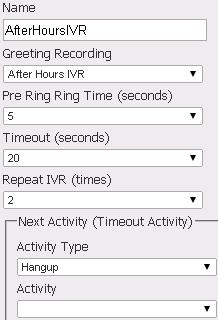 Note: Remember that the pre ring ring time is how long the caller hears a ring tone for before connecting to the IVR.