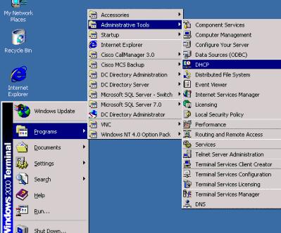 DHCP Configuration Examples Windows Server 2000/2003 Open the DHCP