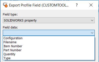 c. Value: Insert a constant value or a preview image. 2. Field data: Based on what was selected in the Field type, the content will update dynamically. a. If a CUSTOMTOOLS attributes has been selected, then a property defined in CUSTOMTOOLS can be selected.