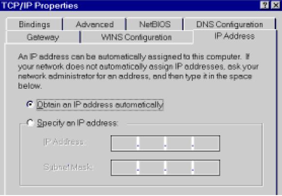 Using "Specify an IP Address" If your PC is already configured, check with your network administrator before making the following changes: If the DNS Server fields are empty, select Use the