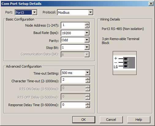 CLICK Port 3 MODBUS Configuration for RS-485 The following configuration example is specific for CLICK PLC CPUs.