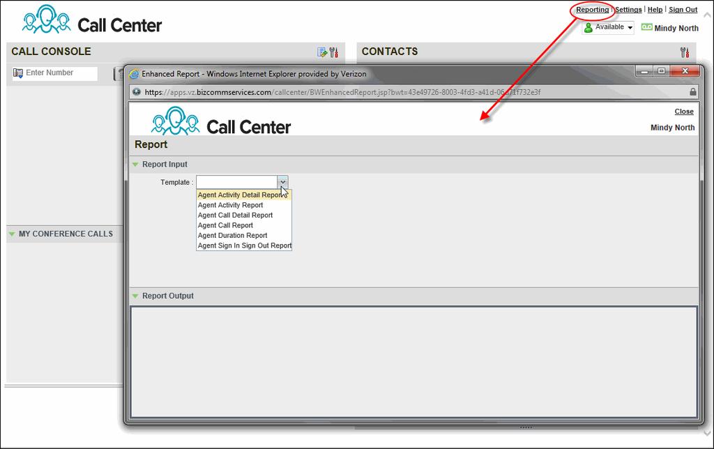 Reporting You can generate reports on your call center activity, which enables you to know your statistical performance as a call center agent. You can run historical and scheduled reports.
