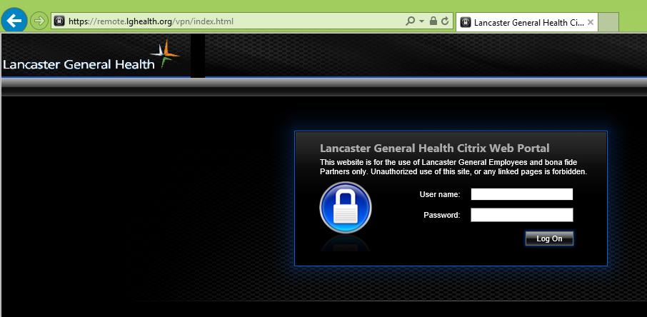IX. Navigate to https://remote.lghealth.org via your Internet Explorer browser and sign in with your LGH credentials: X.