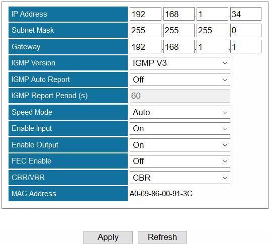 Configure network settings for the embedded TSIP board. Click Apply before you go to the next step.