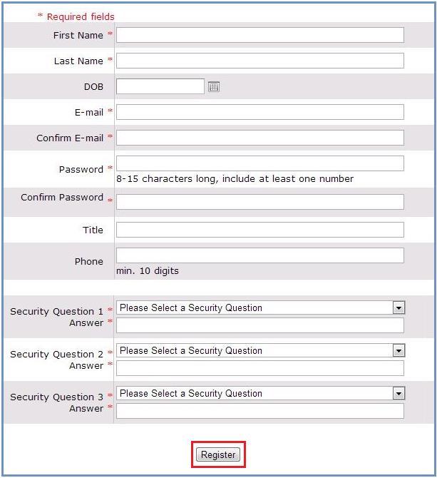 Create Profile 3) Complete all required fields (with *) and click on Note: Password must be a minimum